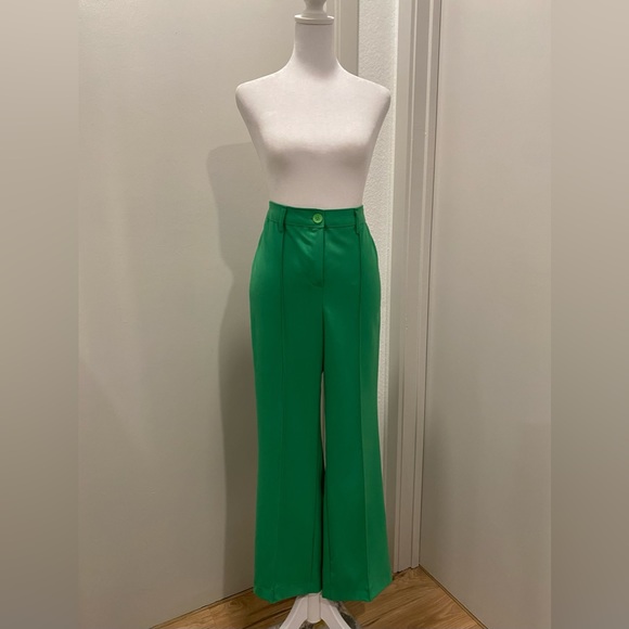 Busem Green High-Waist Pleated Trousers Pants - L - Picture 3 of 14
